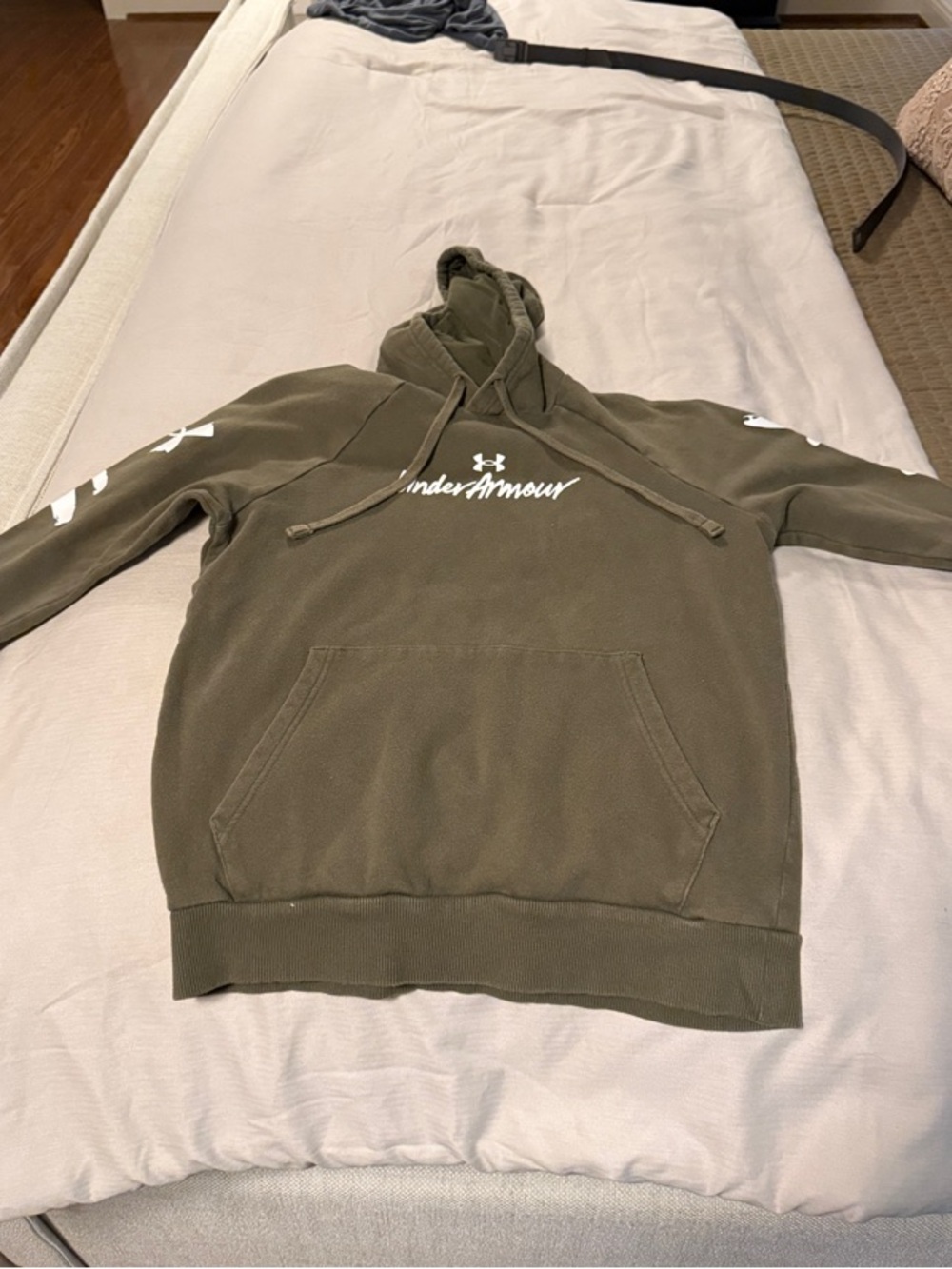 Under Armour Olive Pullover Hoodie with White Logo